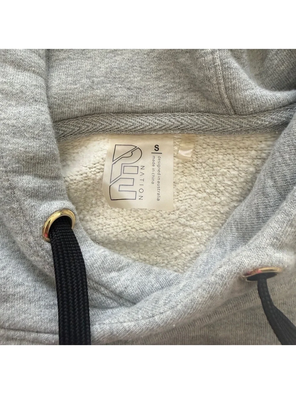 P.E Nation Grey Hoodie with Sherpa Sleeves and Drawstring Hood, Size S